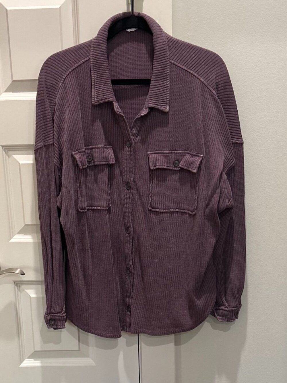 Double Zero Purple Mineral Washed Button Down Shirt